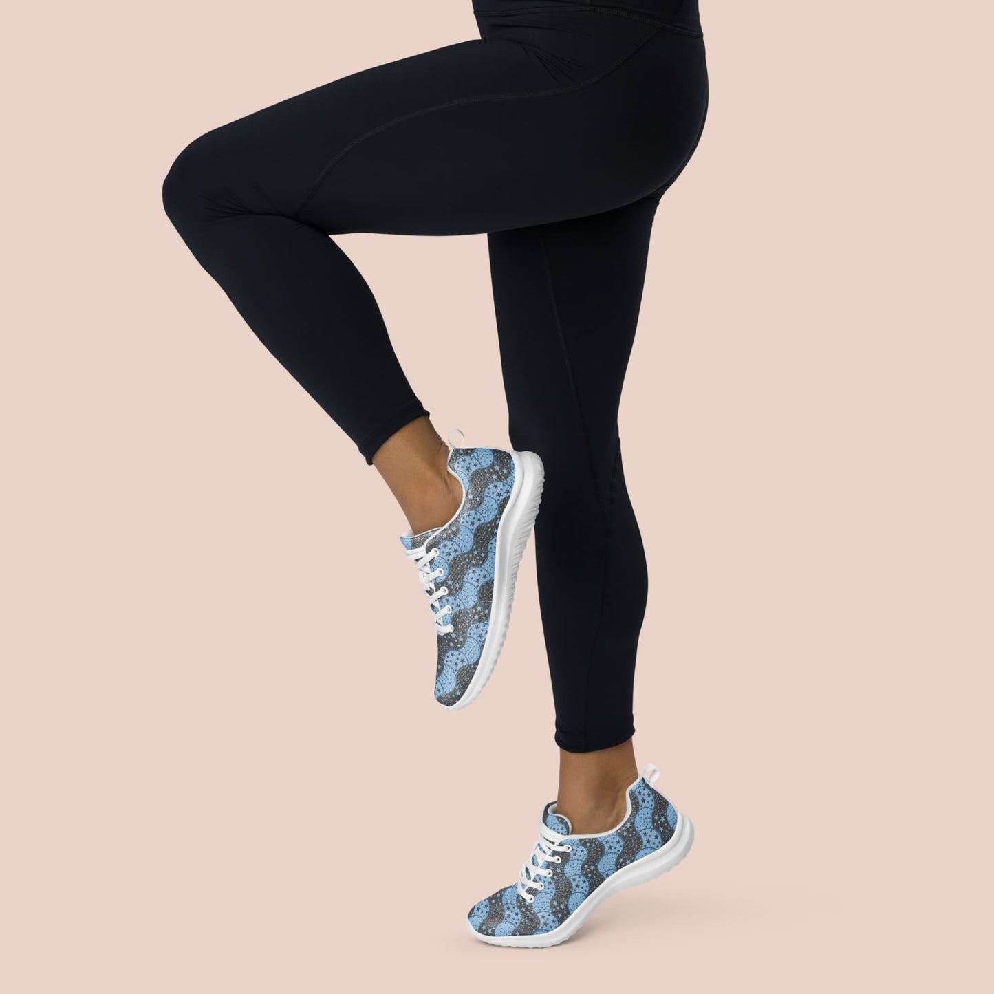 Chaussures sports pour femmes au motif de vagues bleues et noires semelle blanche - Artic60