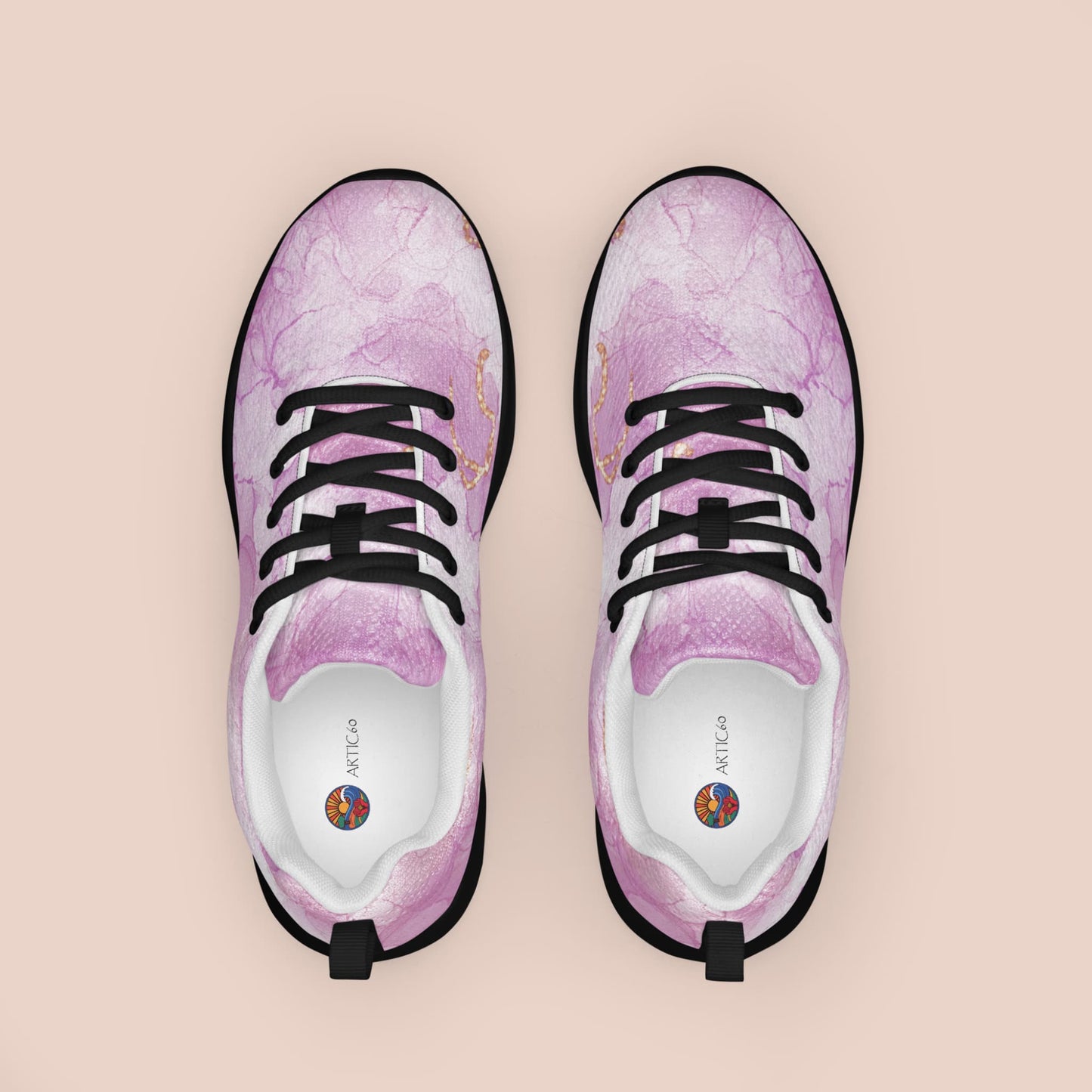 Chaussures de sport roses pour femme avec motif marbre et semelle noire - Artic60