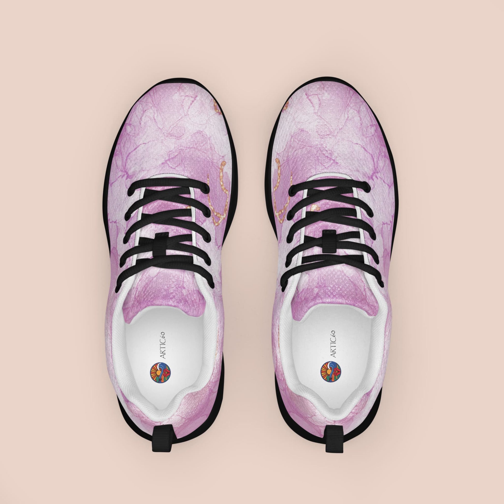 Chaussures de sport roses pour femme avec motif marbre et semelle noire - Artic60