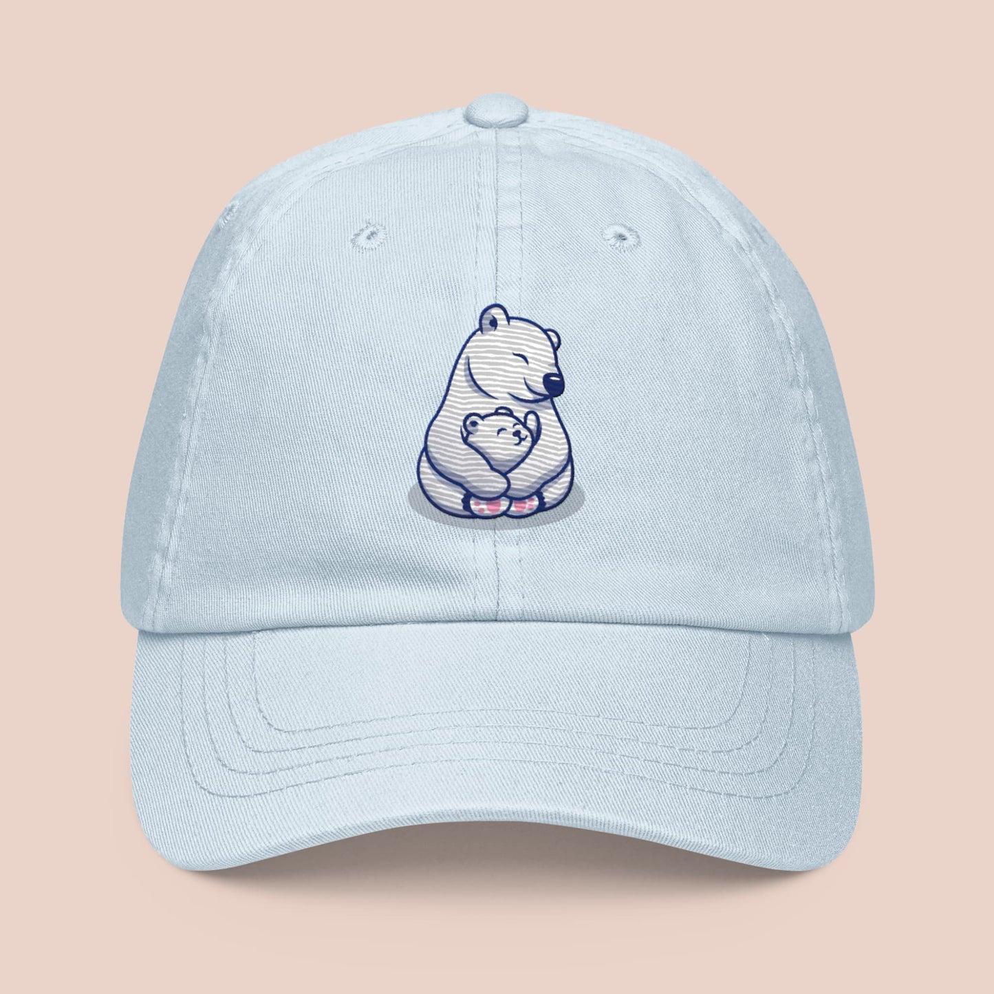 Casquette pastel bleue en coton avec illustration ours polaire - Artic60