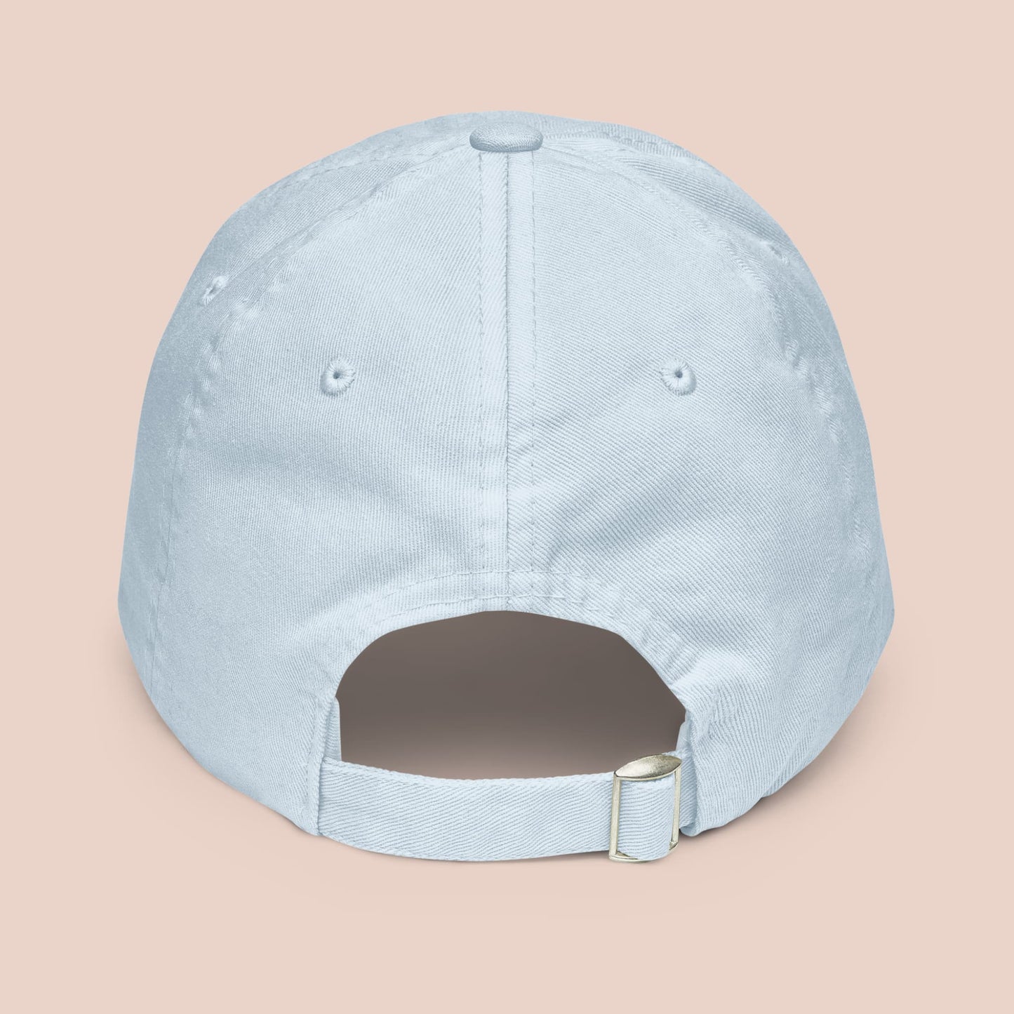 Casquette pastel bleue 100 % coton chino avec boucle argentée vue de dos - Artic60