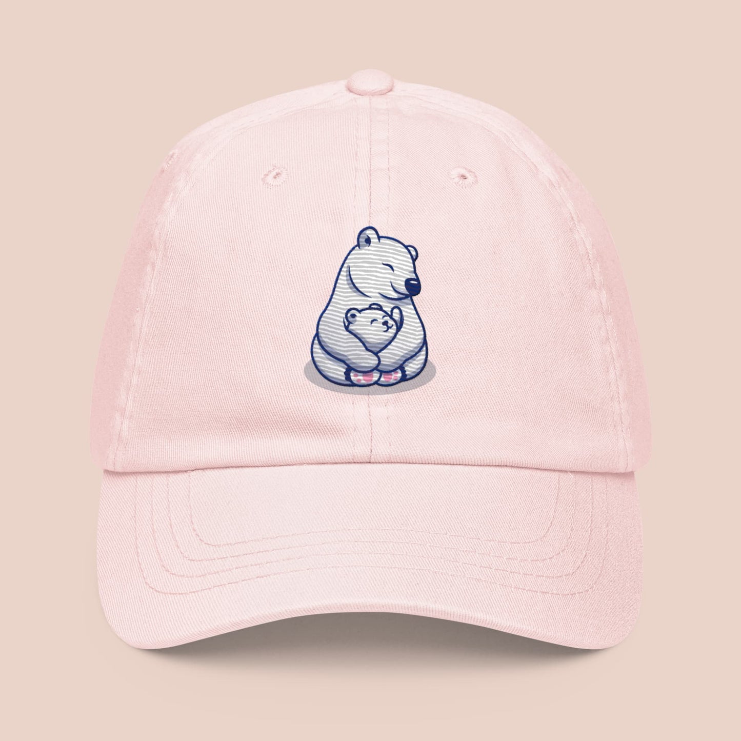 Casquette rose pastel 100 % coton avec design ourson polaire - Artic60
