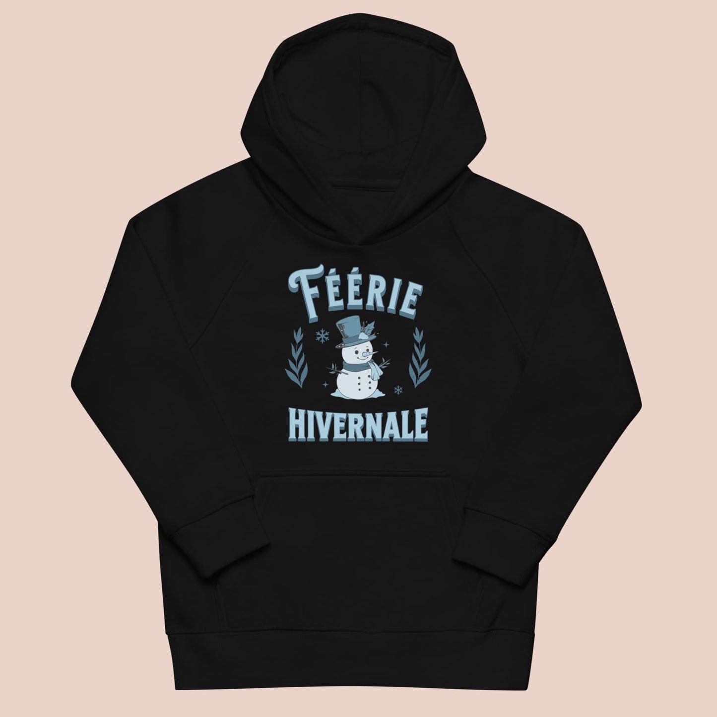 Hoodie noir pour enfant avec illustration bonhomme de neige - Artic60