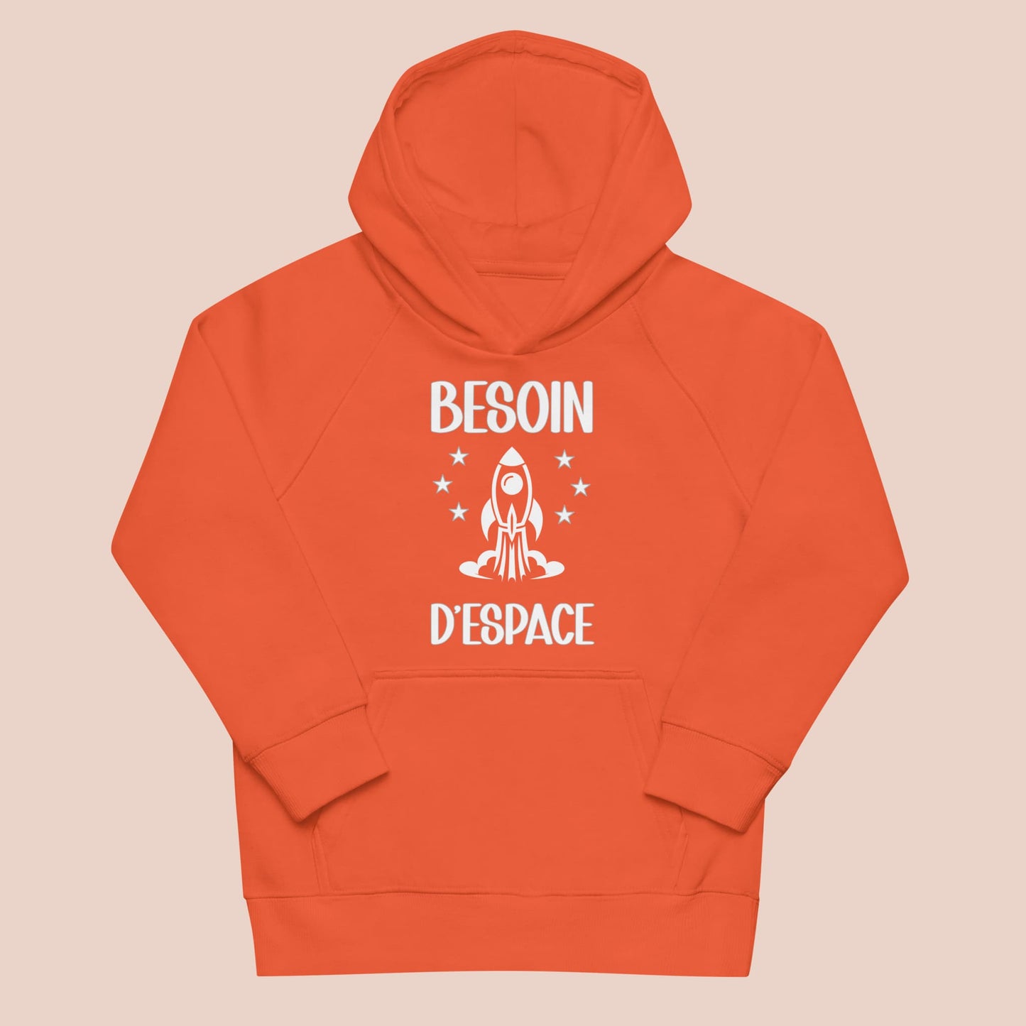 Hoodie à plat orange pour enfant avec design spatial - Artic60