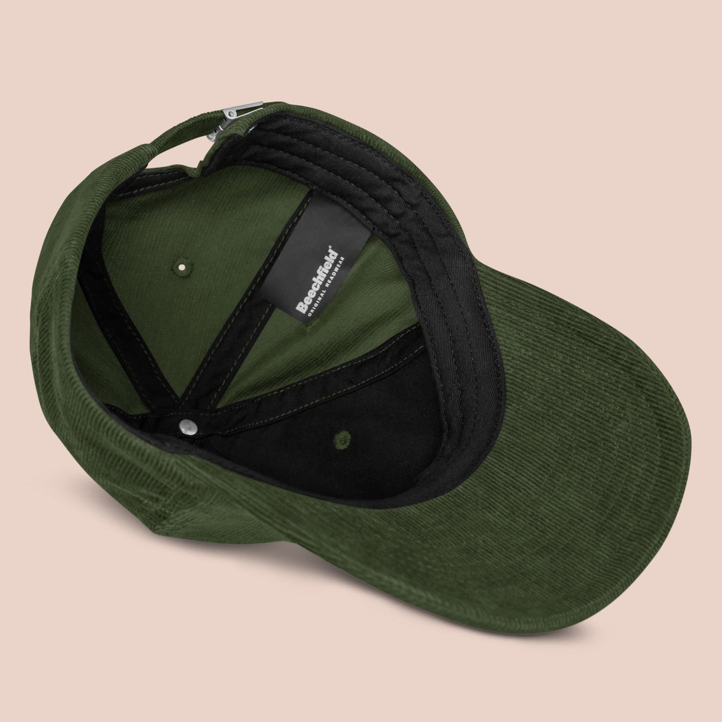 Vue intérieure de la casquette vert olive en velours côtelé avec bande de confort - Artic60