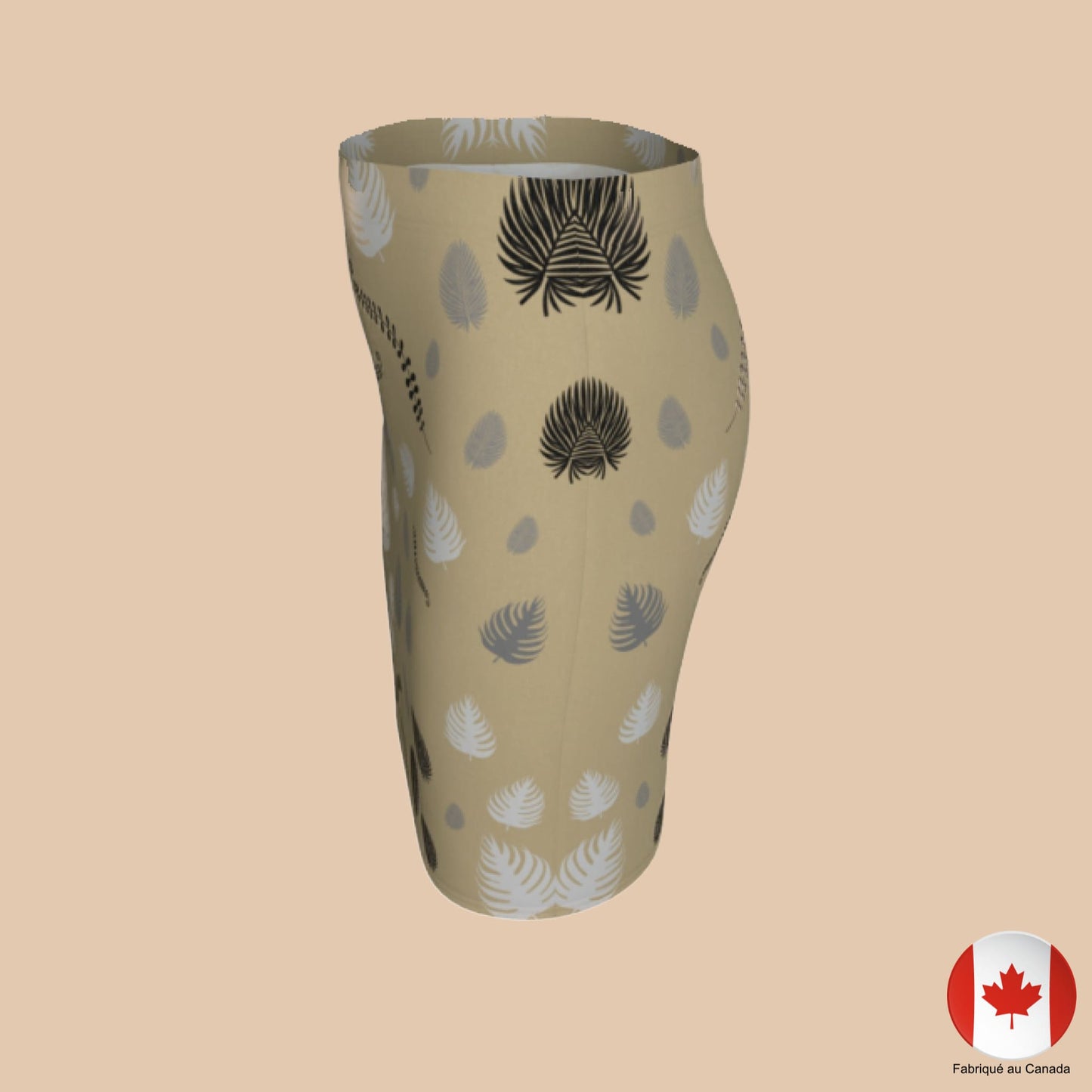 Jupe moulante imprimée feuilles tropicales - vue de profil gauche - style bodycon - Artic60