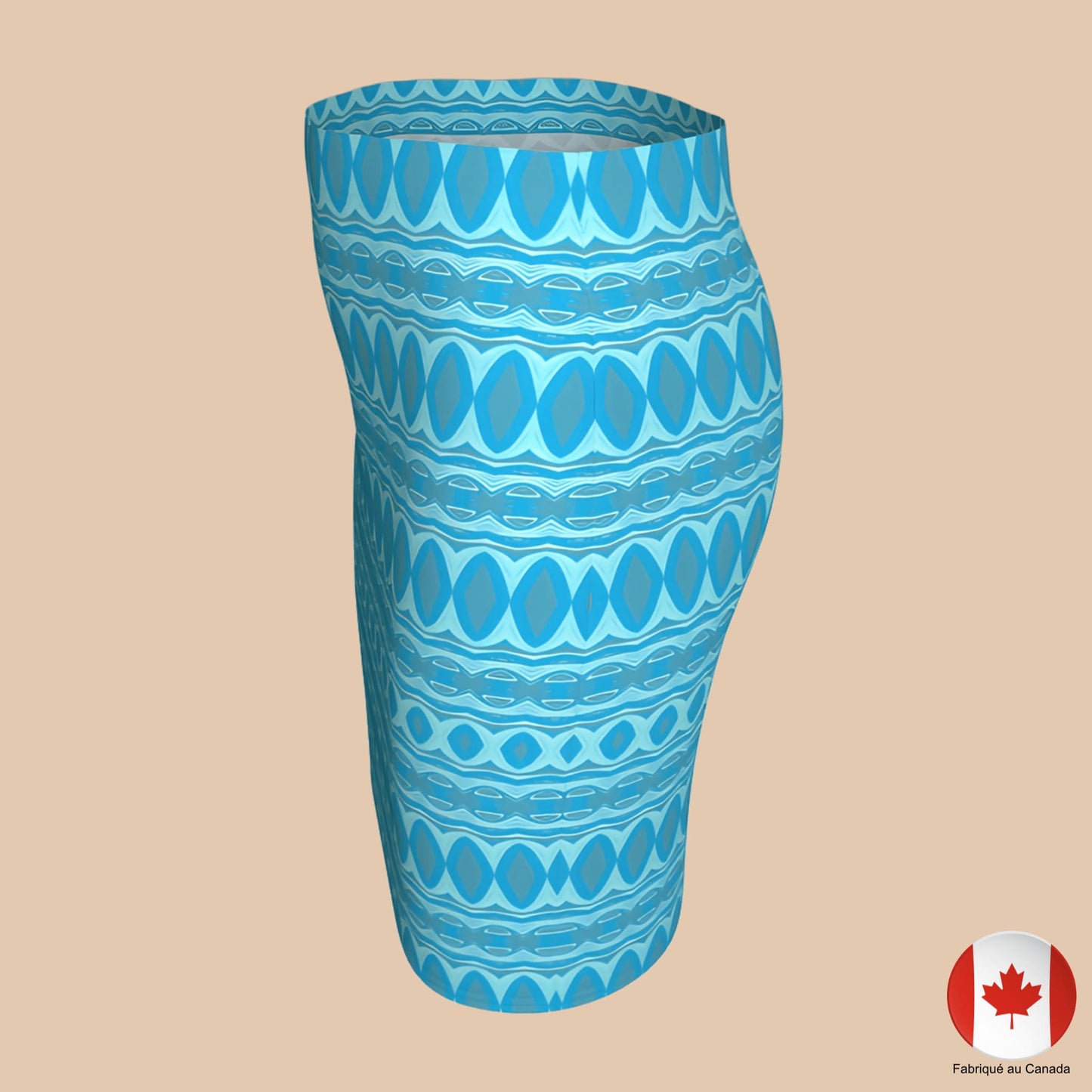 Vue côté gauche de la jupe moulante turquoise à motifs géométriques – Artic60