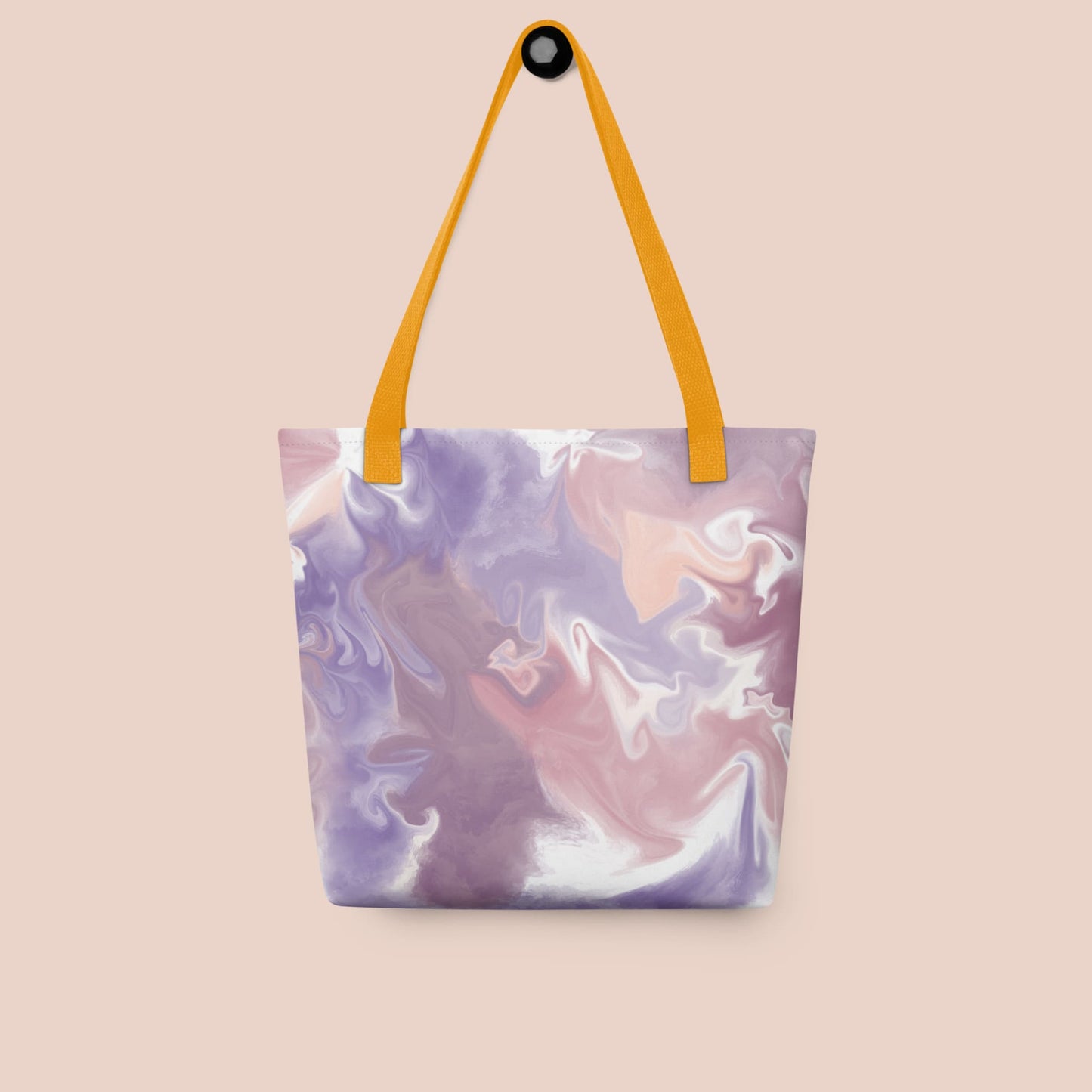 Sac fourre-tout motif marbré lavande pêche avec ganse jaune - Artic60