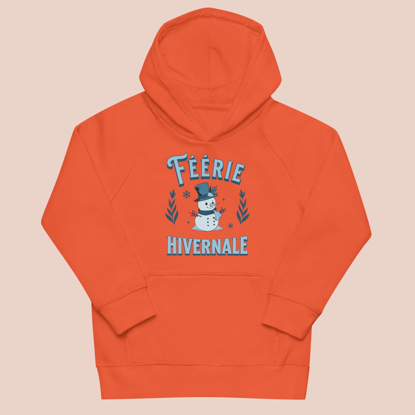 Hoodie orange brûlé pour enfant avec design hivernal rigolo - Artic60