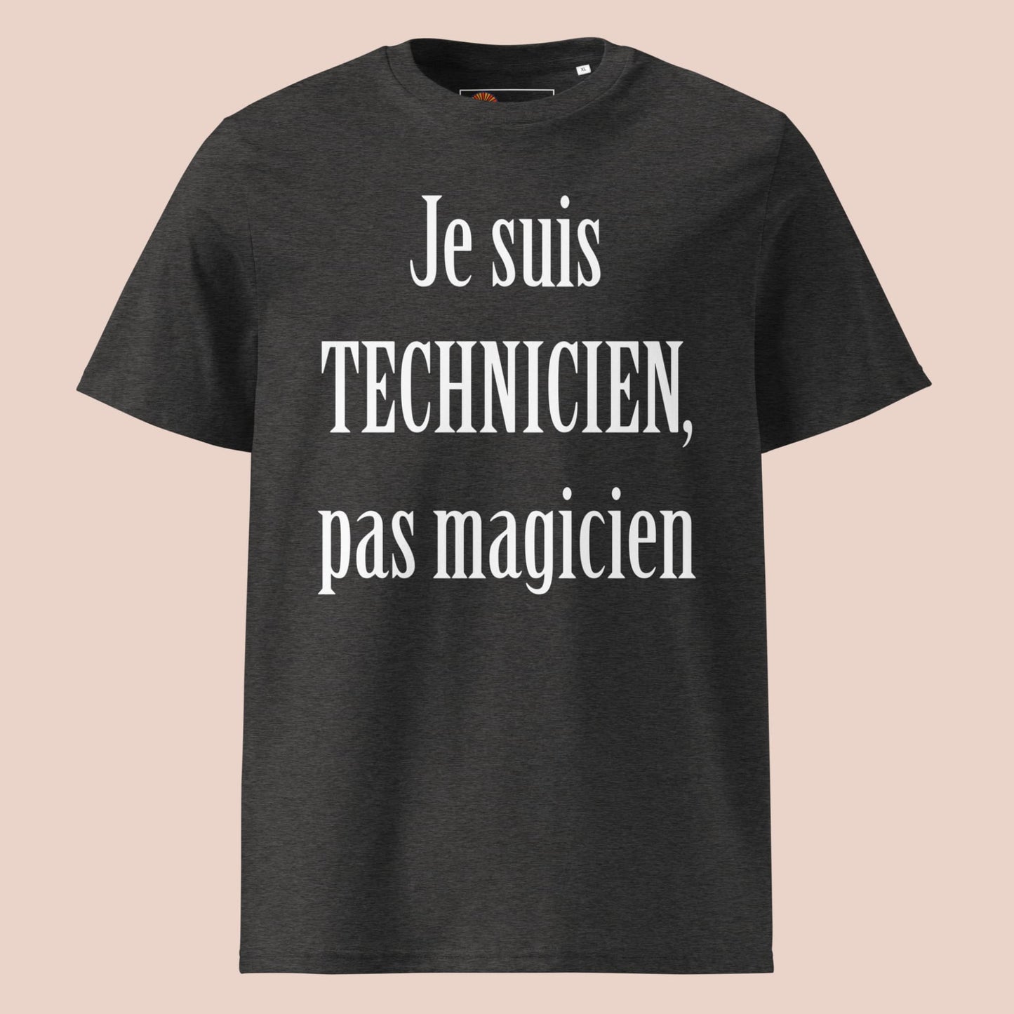 T-shirt gris charbon à plat avec texte blanc humoristique pour technicien – Artic60