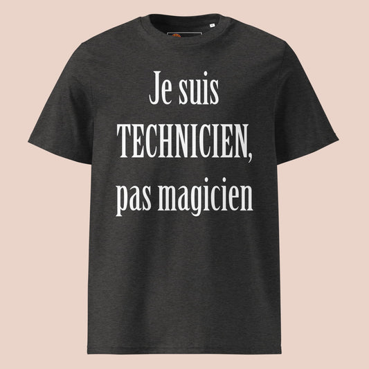 T-shirt gris charbon à plat avec texte blanc humoristique pour technicien – Artic60