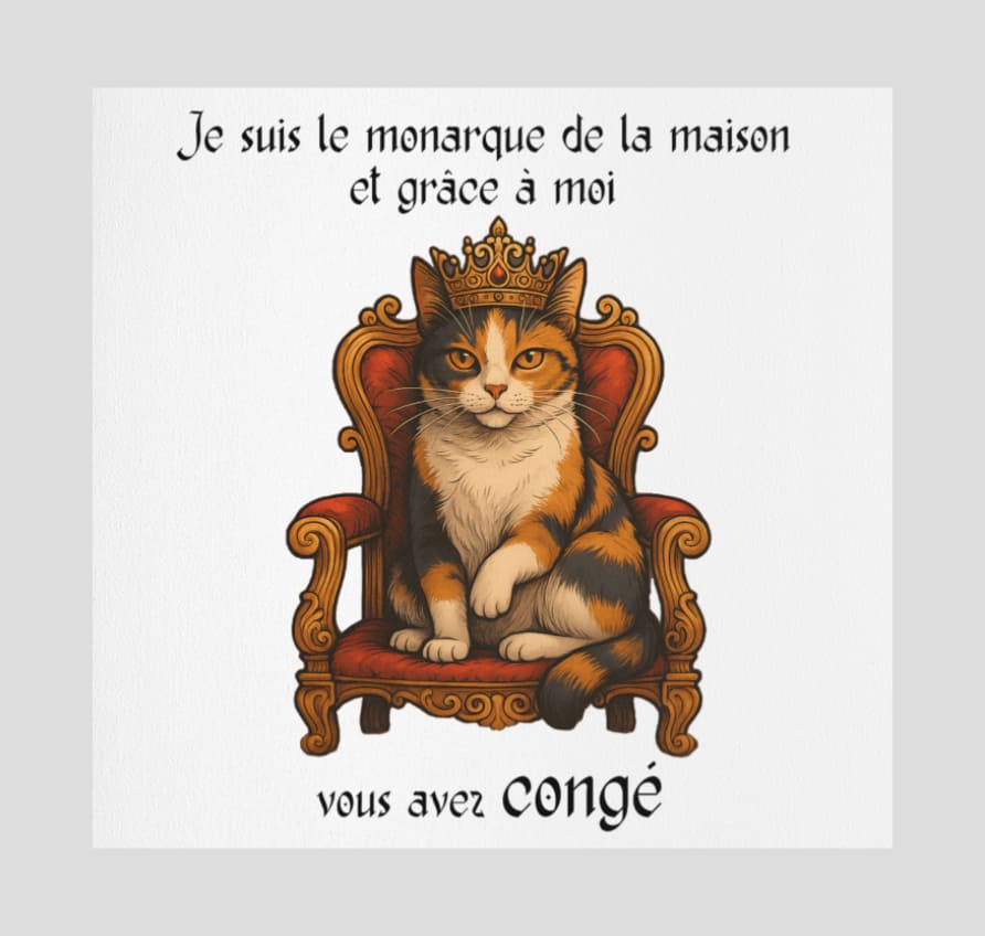 Affiche murale humoristique chat roi, cadre 2 pouces, texte « vous avez congé » - Artic60