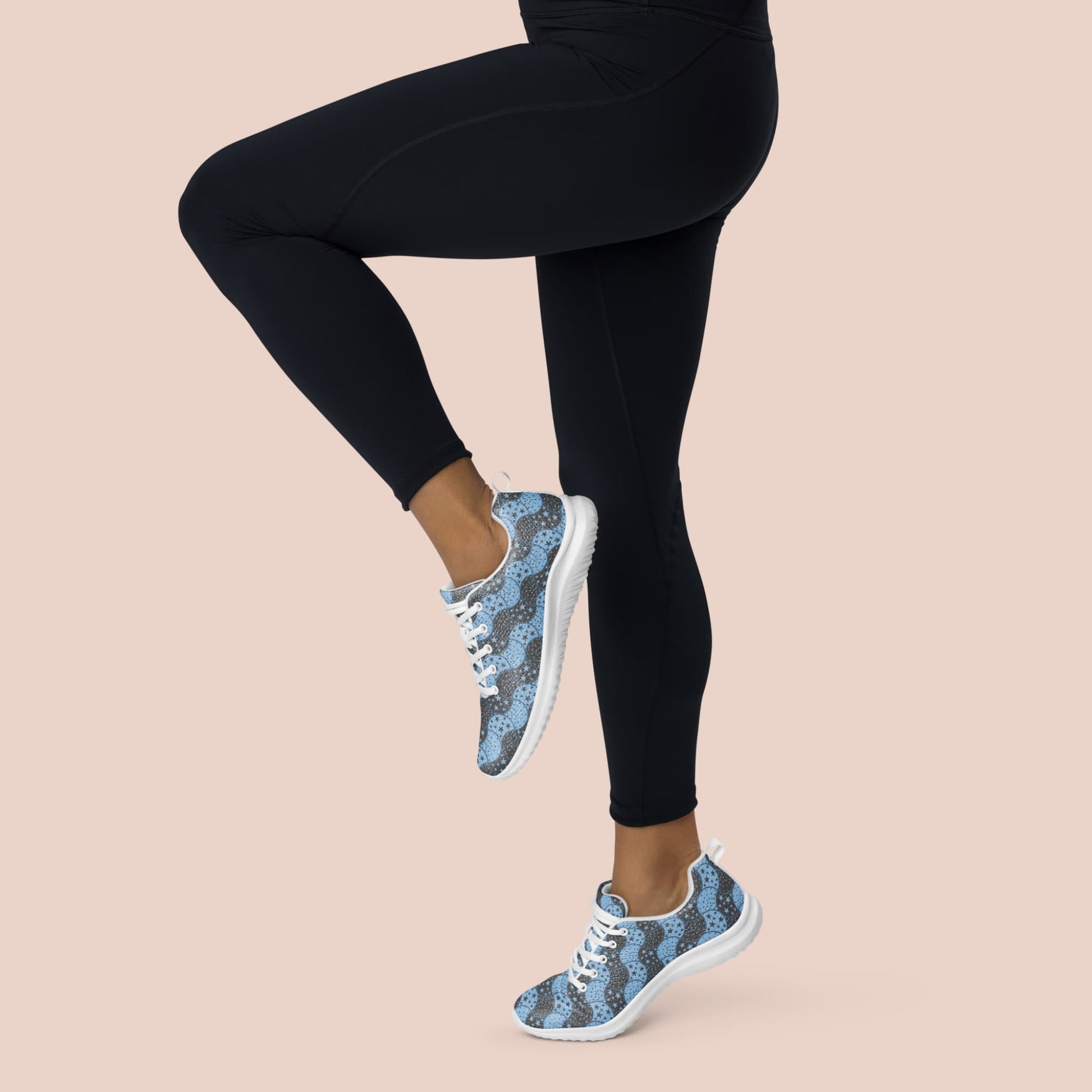 Chaussures sports pour femmes au motif de vagues bleues et noires semelle blanche - Artic60