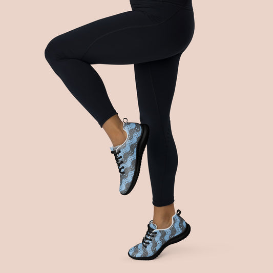Chaussures sports pour femmes au motif de vagues bleues et noires - Artic60