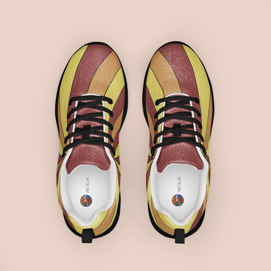Chaussures de sport femme à motif soleil vintage brun et jaune – côté intérieur – Artic60