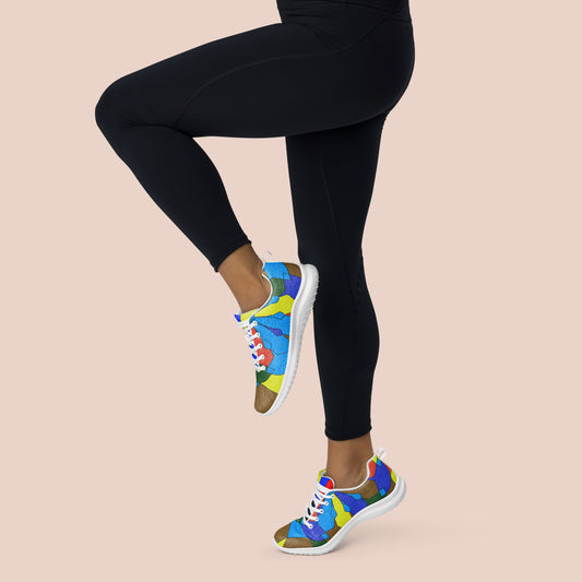 Chaussures femme profil gauche à semelle noire avec motif mosaïque graphique coloré - Artic60