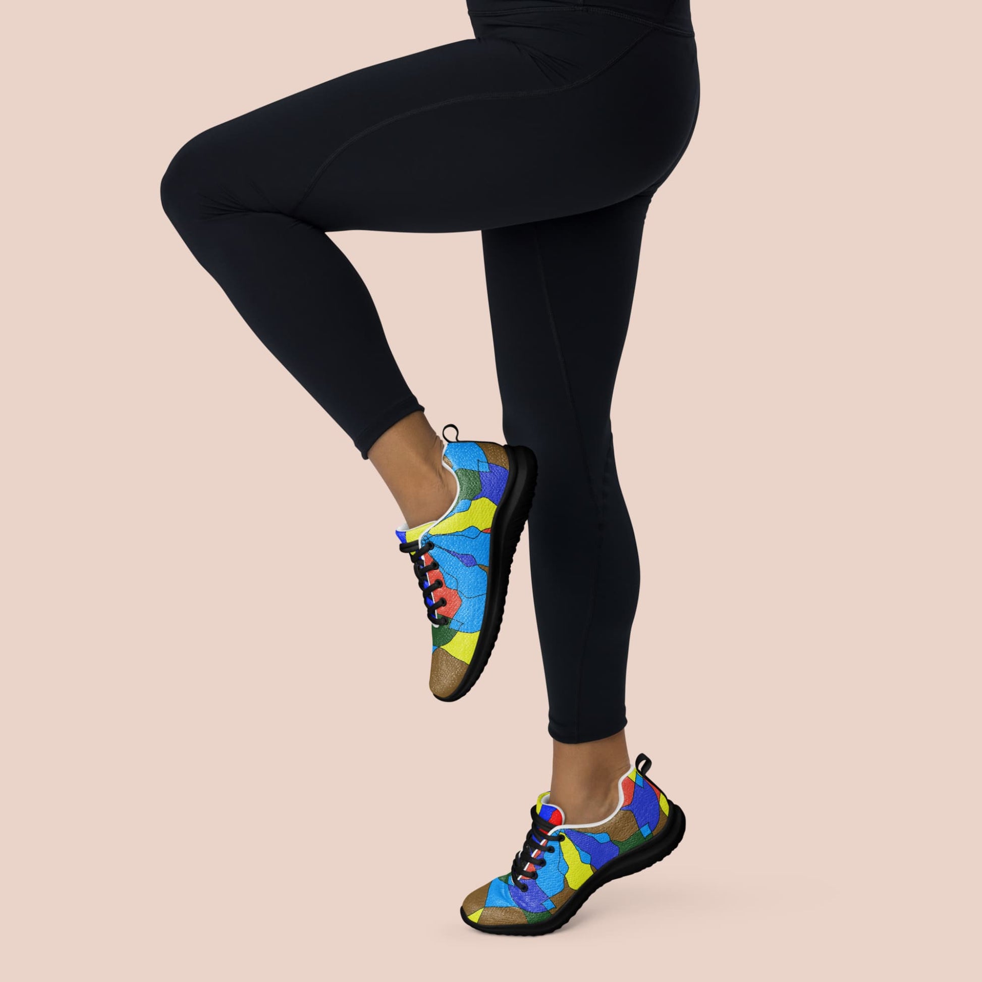 Chaussures femme profil gauche à semelle noire avec motif mosaÏque 
 graphique coloré - Artic60
