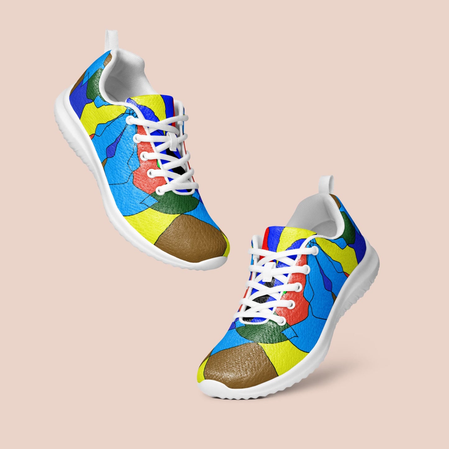 Chaussures de sport pour femme à semelle blanche avec design mosaïque multicolore - Artic60