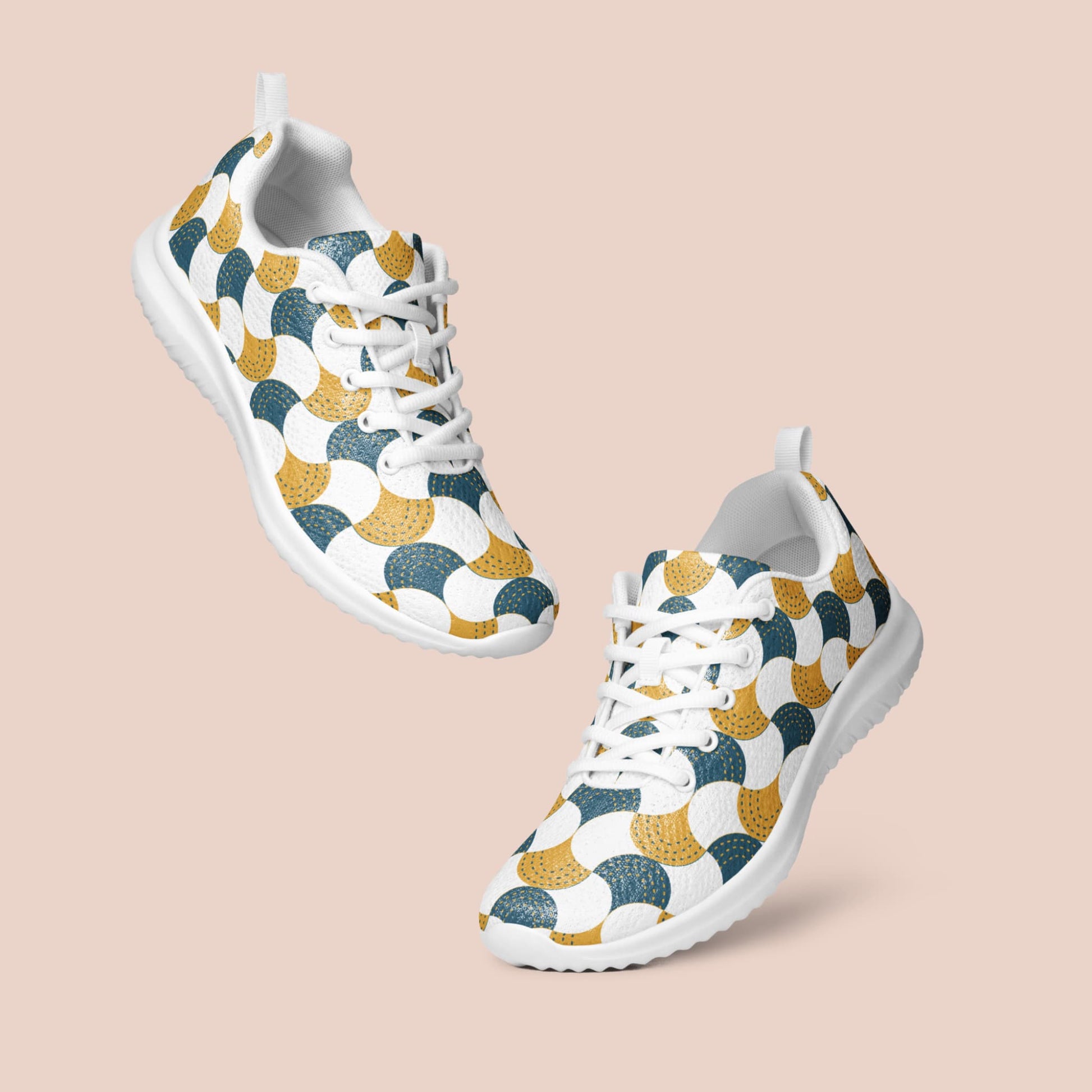 Chaussures sports pour femmes au motif géométrique jaune et or - Artic60
