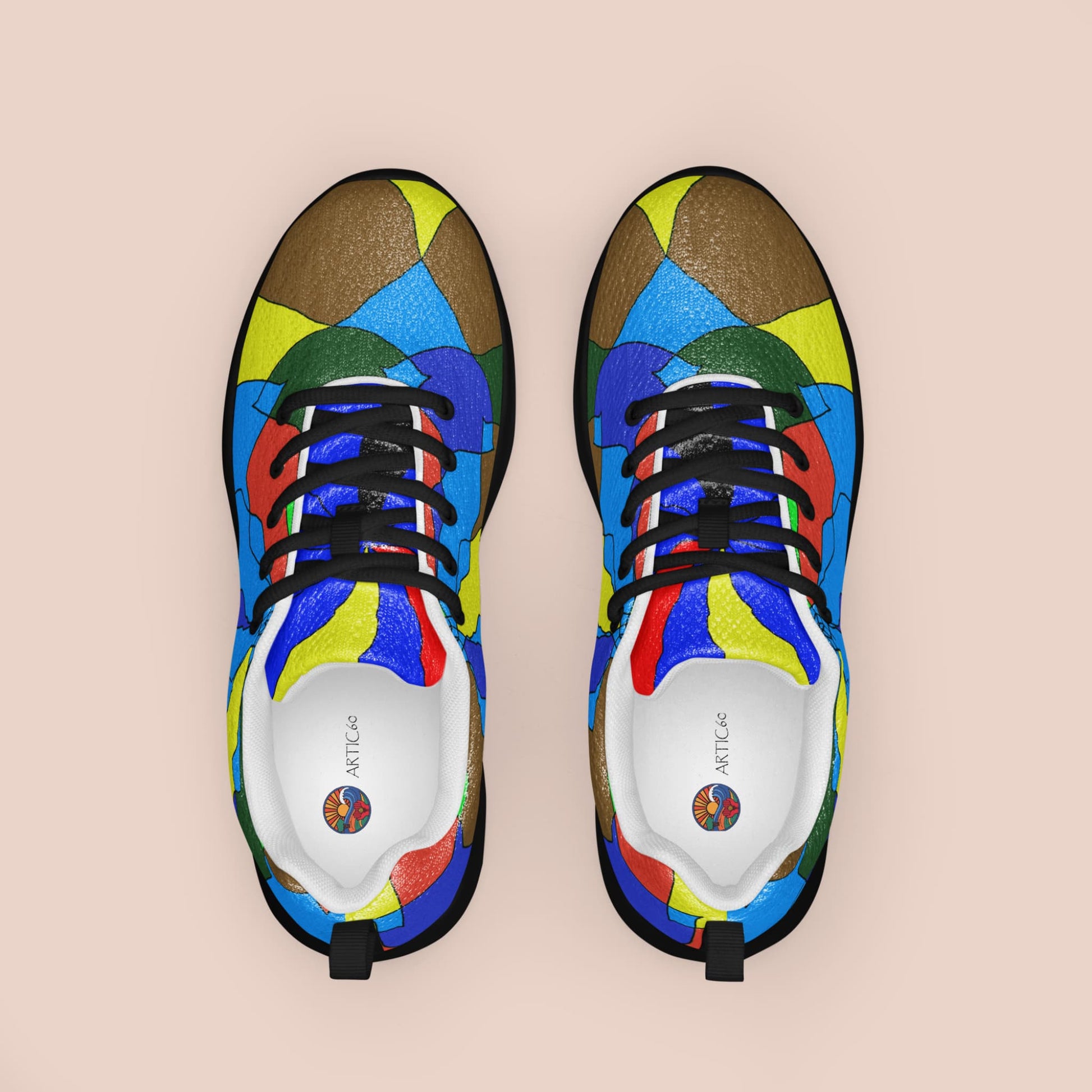 Chaussures de sport pour femme avec semelle noire et design mosaïque artistique multicolore - Artic60
