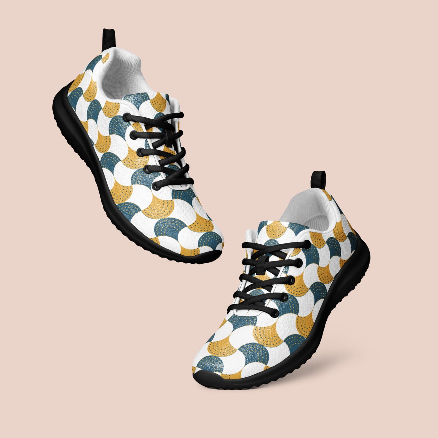 Baskets sports pour femmes aux motifs de scalopes jaunes et vertes semelle noire - Artic60