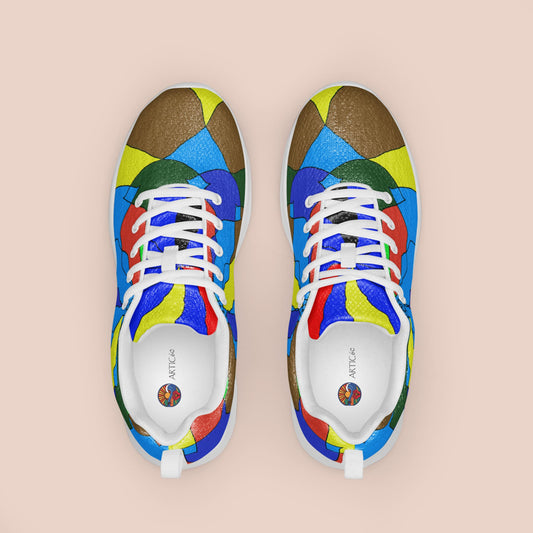 Vue de haut des baskets femme à semelle blanche avec design mosaïque artistique coloré - Artic60