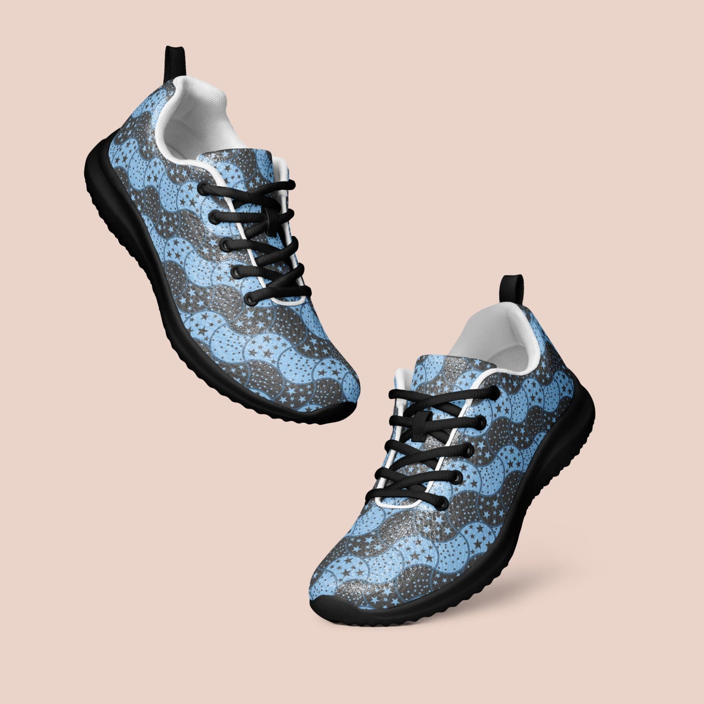 Chaussures sports pour femmes au motif de vagues bleues et noires -Artic60