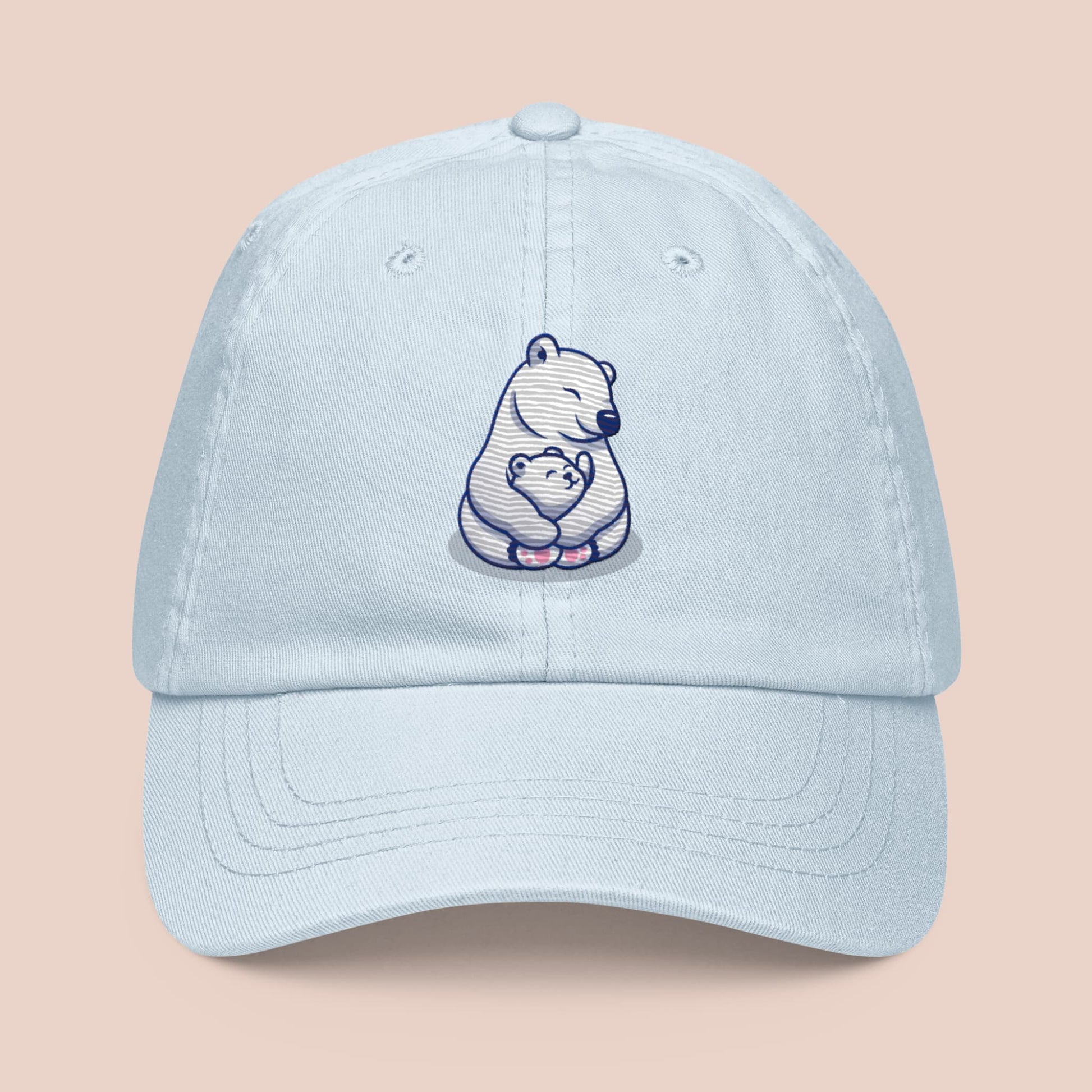 Casquette pastel bleue en coton avec illustration ours polaire - Artic60
