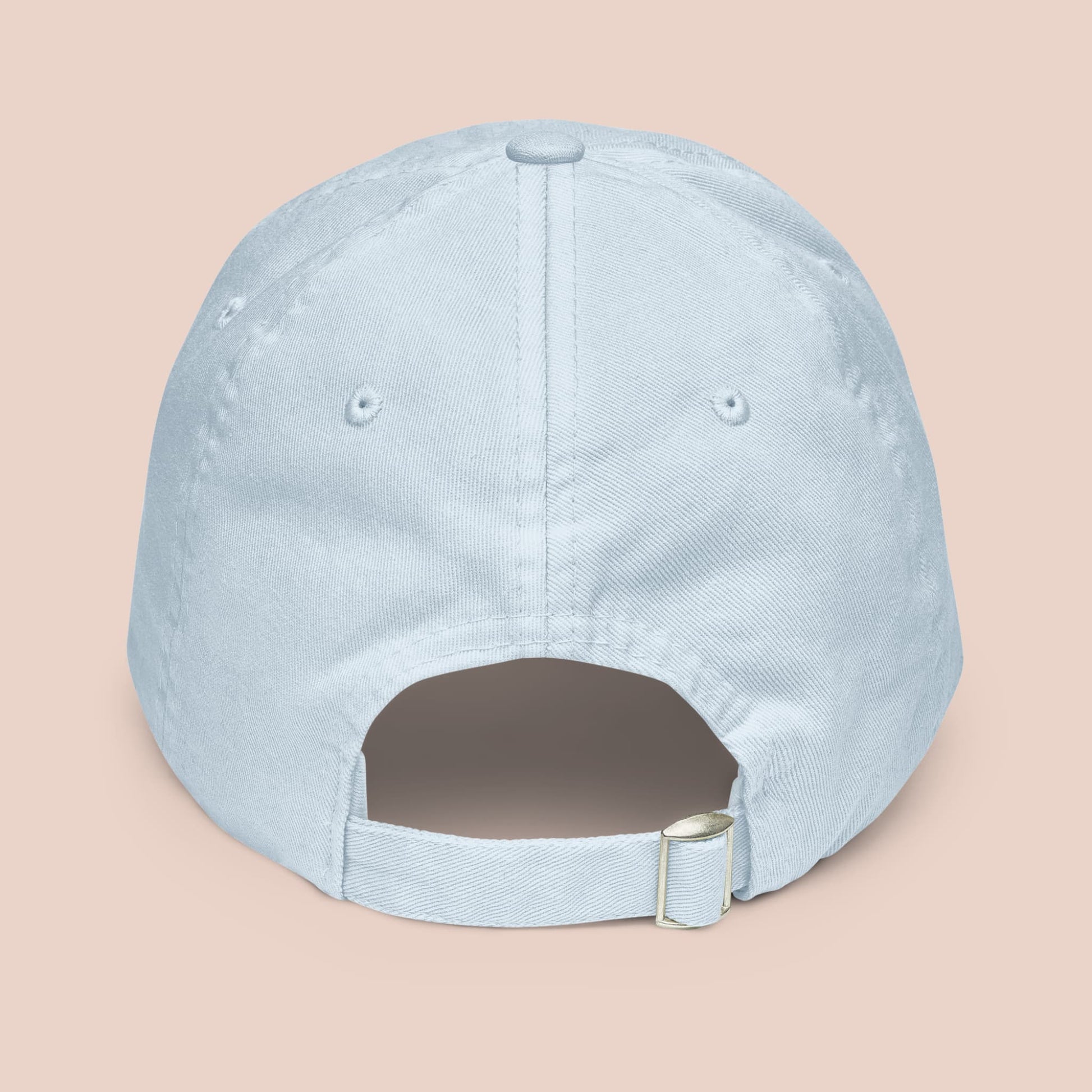 Casquette pastel bleue 100 % coton chino avec boucle argentée vue de dos - Artic60