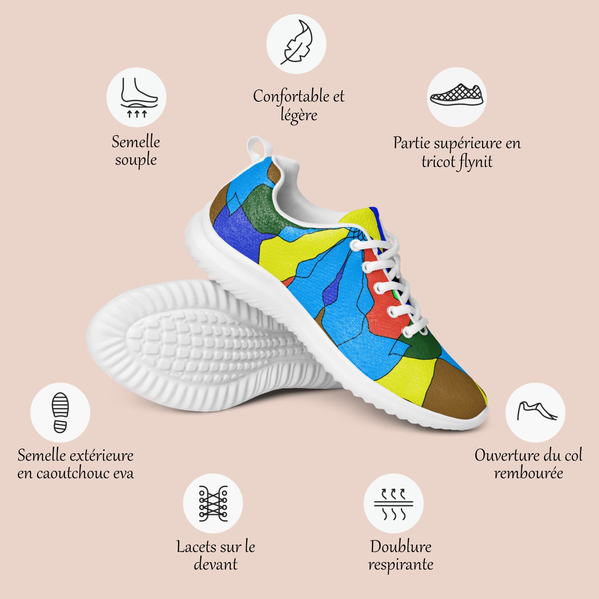 Détail de chaussures baskets pour femmes mosaïque coloré Artic60