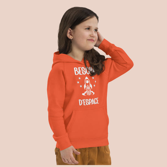 Fille main sur la tête - Hoodie orange Besoin d’espace