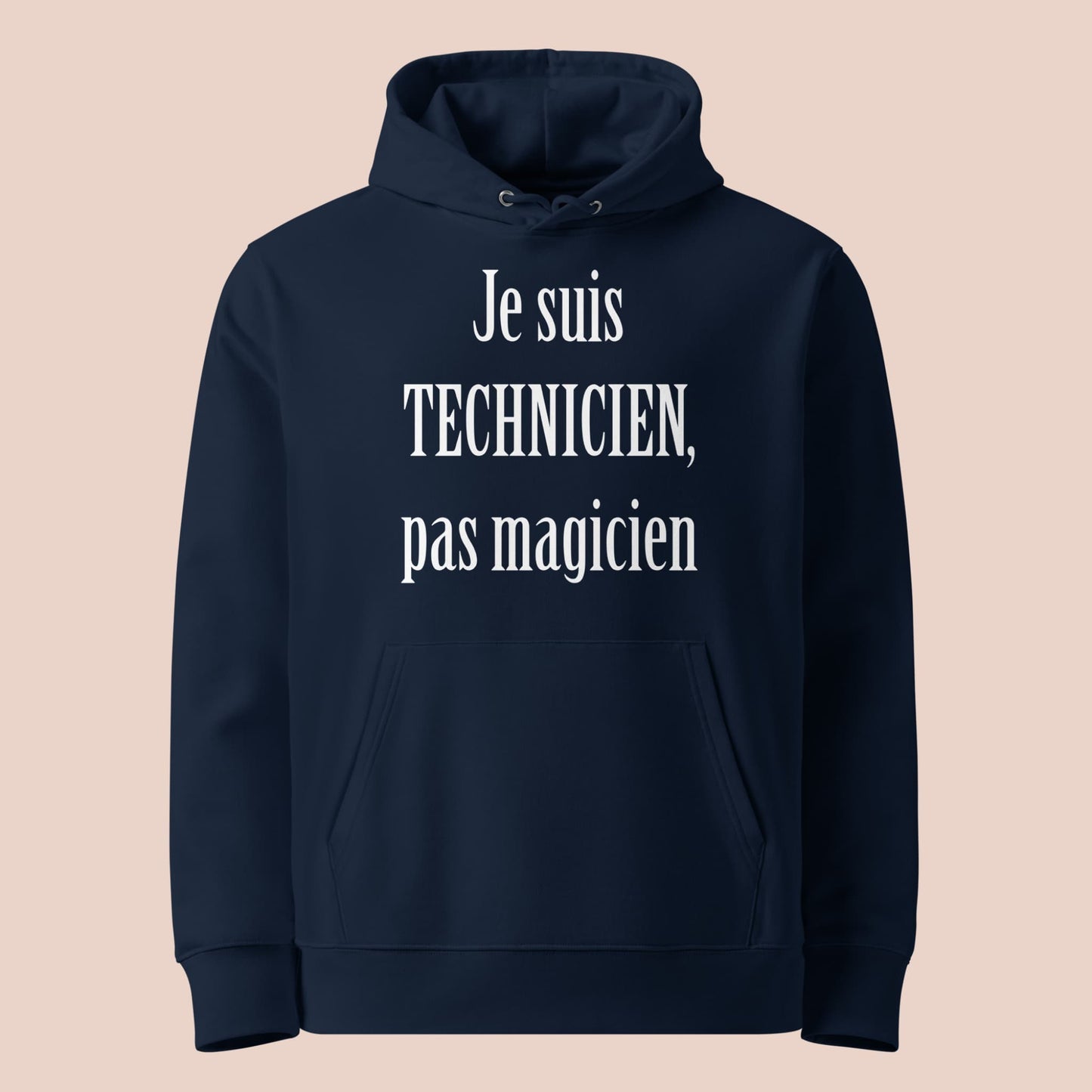 Hoodie bleu marine pour adulte avec design "Je suis technicien, pas magicien" - Artic60