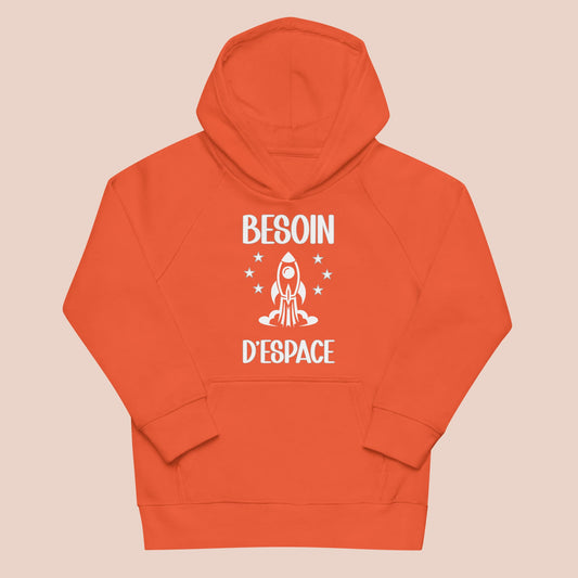Hoodie à plat orange pour enfant avec design spatial - Artic60