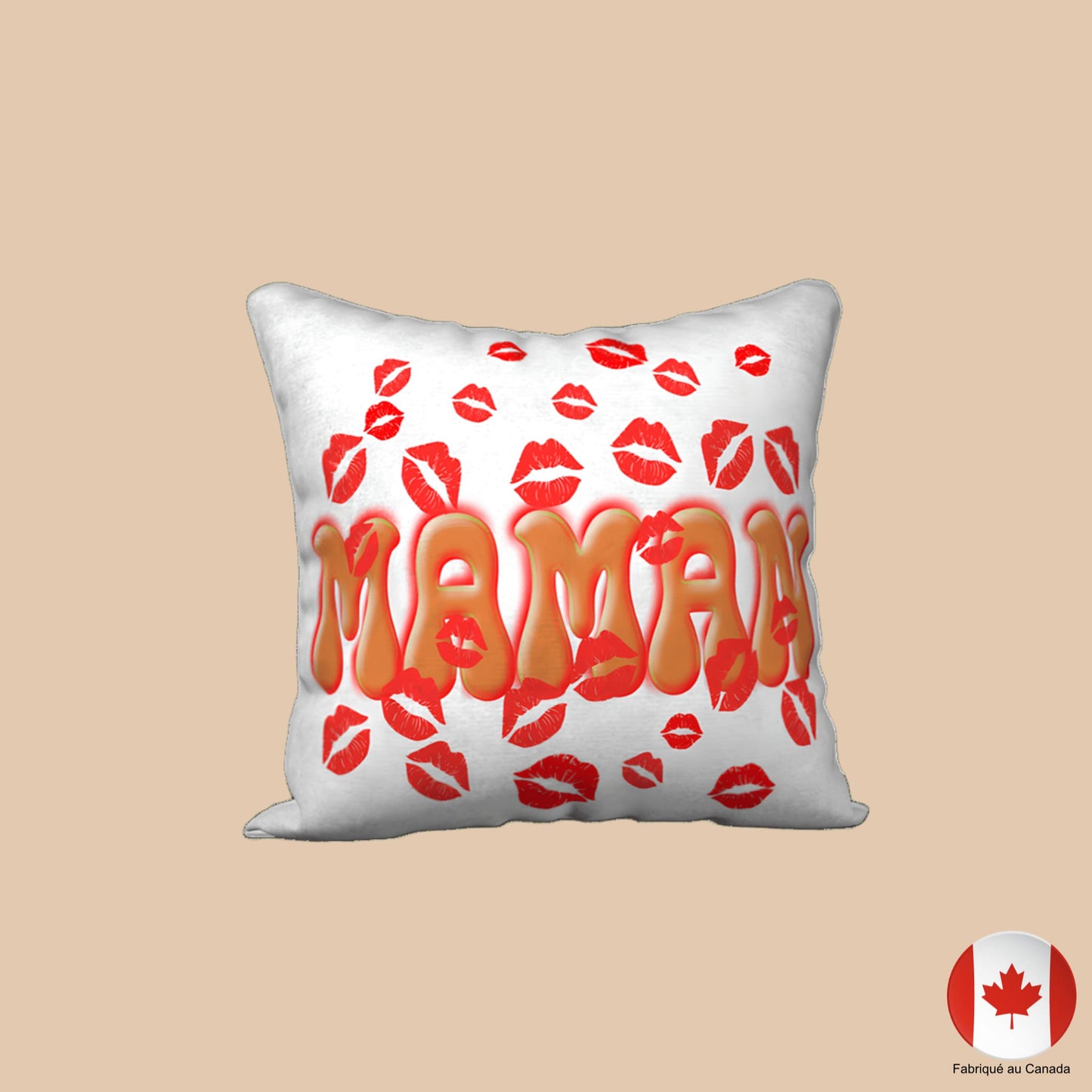 Housse de coussin 18 X 18 au design MAMAN entouré de becs