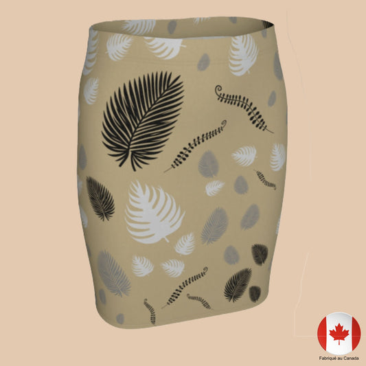 Jupe moulante imprimée tropicale avec feuilles exotiques - vue de face - Artic60